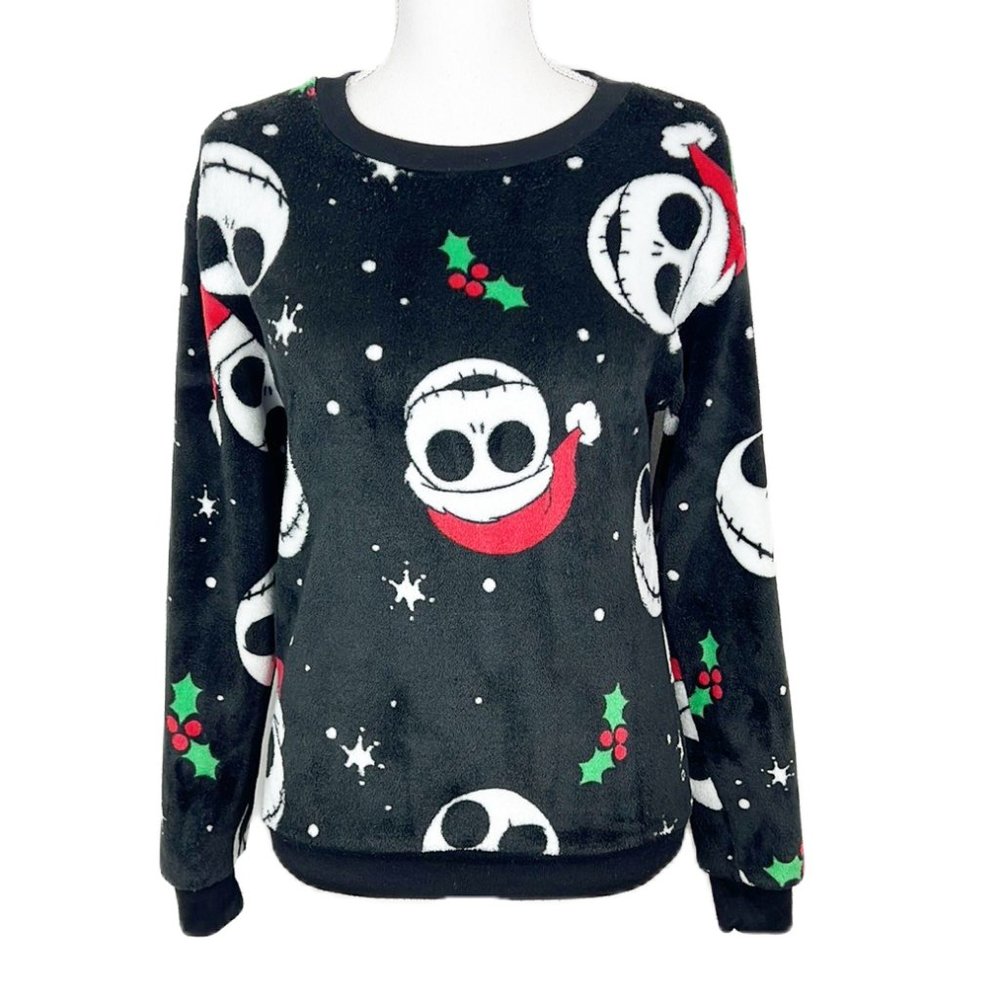 Disney Nightmare Before Christmas Pajama Top Women Small Sleep Fleece Sweater